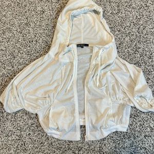 cropped half sleeve white zip up